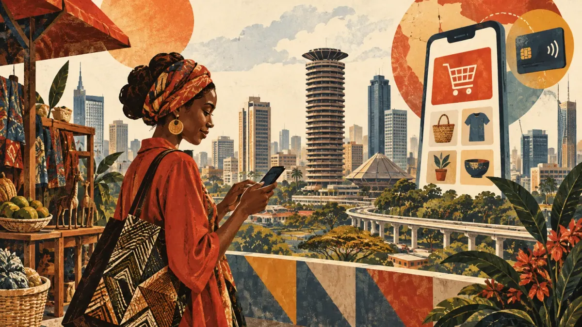 Editorial illustration: Nairobi digital commerce